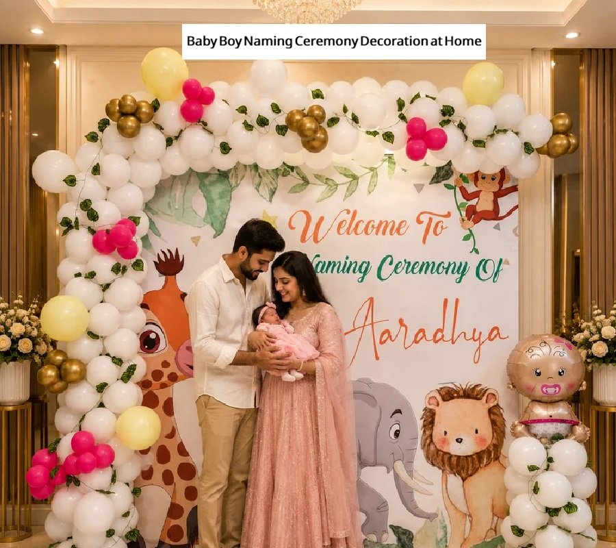 Baby Boy Naming Ceremony Decoration at Home