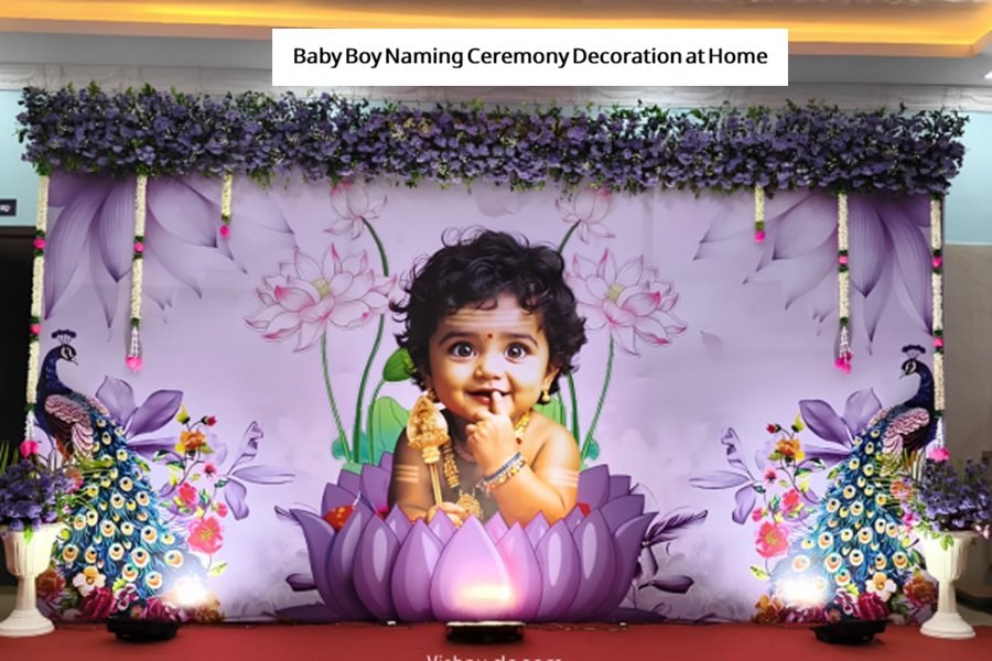 Baby Boy Naming Ceremony Decoration at Home
